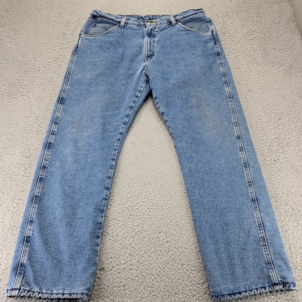 Wrangler Jeans Mens 36x30 Blue Denim Rugged Vintage Blanket Lined Work Wear